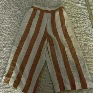 Madewell Orange/White Striped Wide Leg Cropped Pants Women’s Size Small